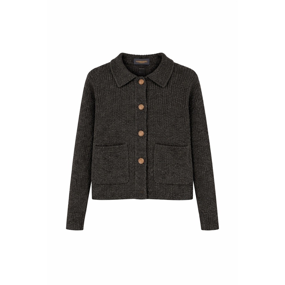 Black Heather Button Front Vintage Woolrich Cardigan-Size Small - Picture 2 of 6
